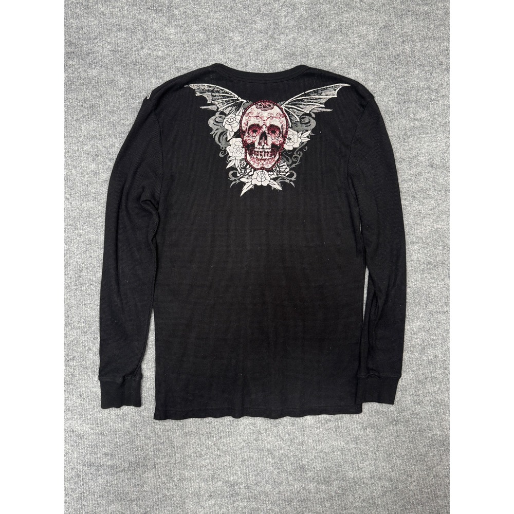 Armored Saint‎ Skull Graphic Thermal Shirt XL Black Waffle Long Sleeve